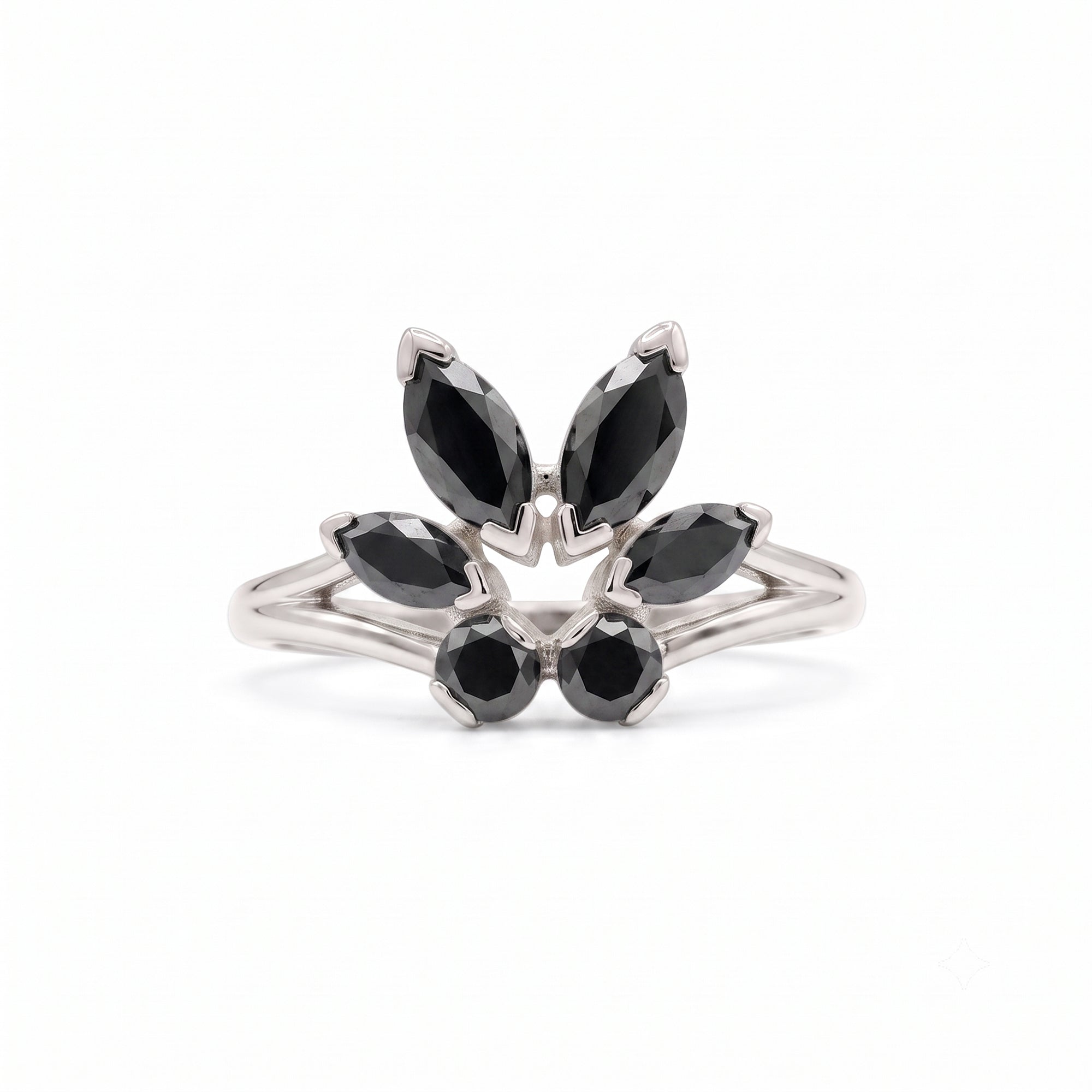 Tulip Ring in Black Diamonds