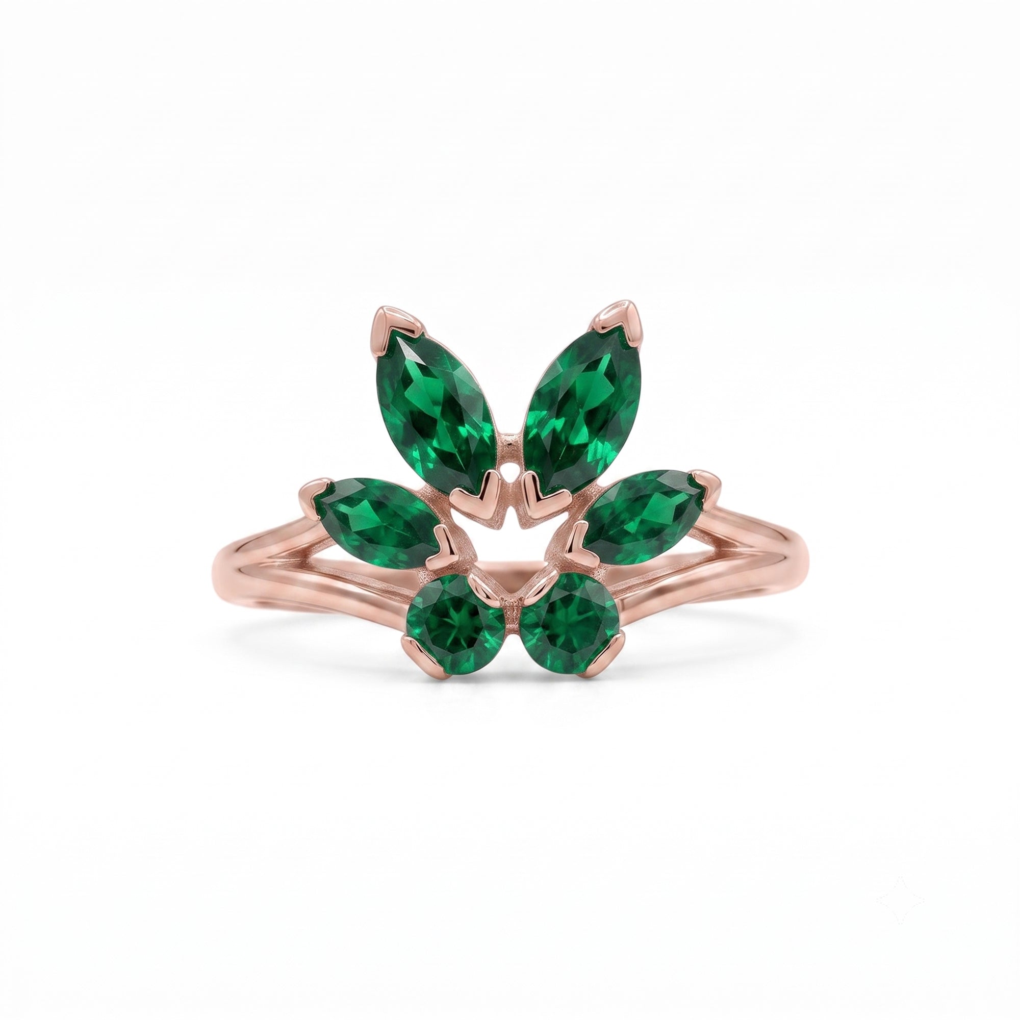 Tulip Ring in Emeralds