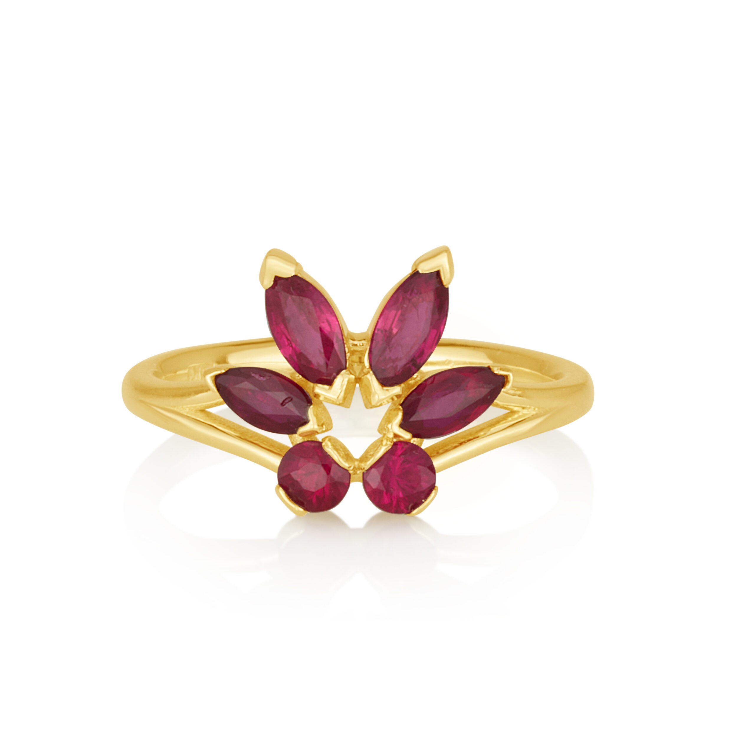 Tulip Ring in Rubies
