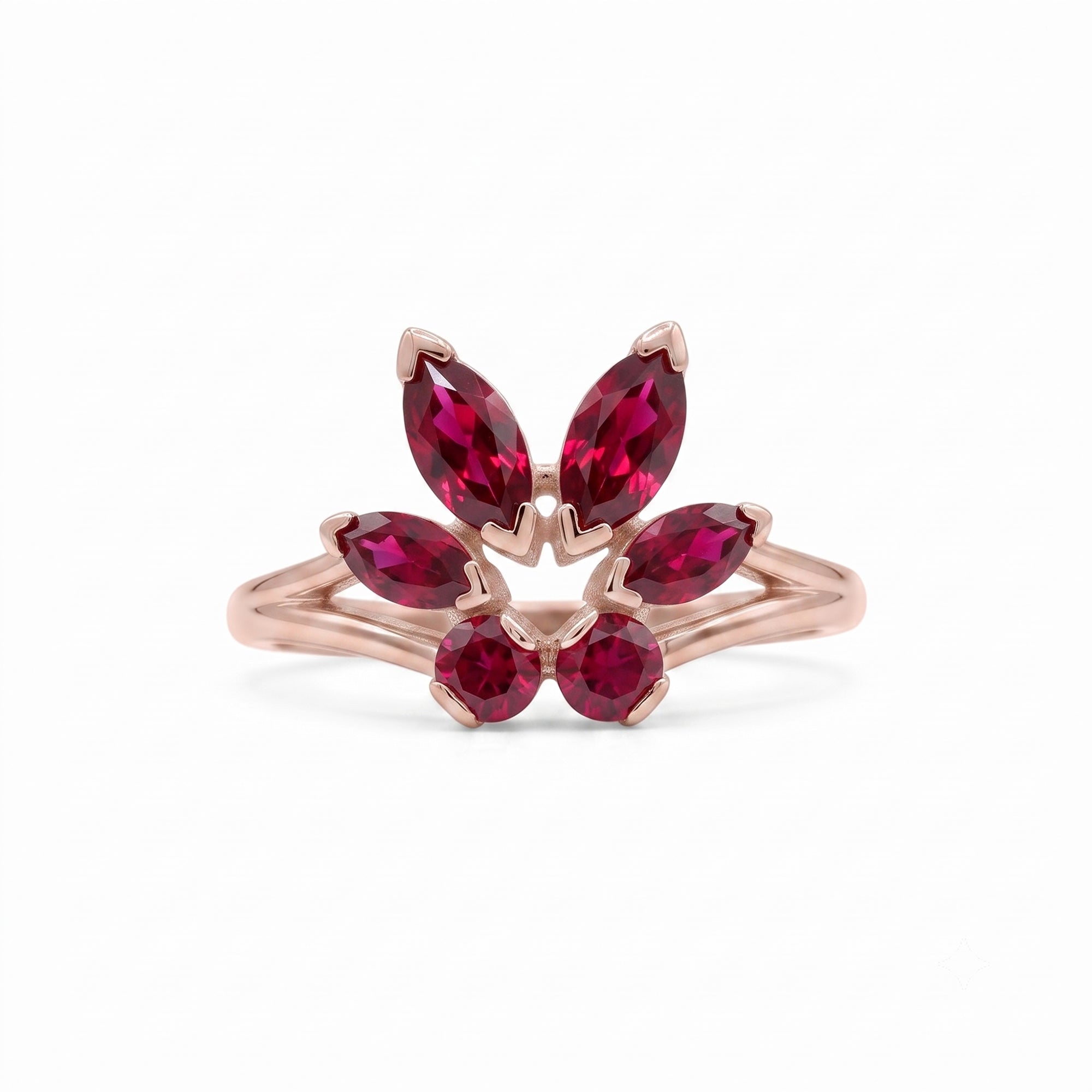 Tulip Ring in Rubies
