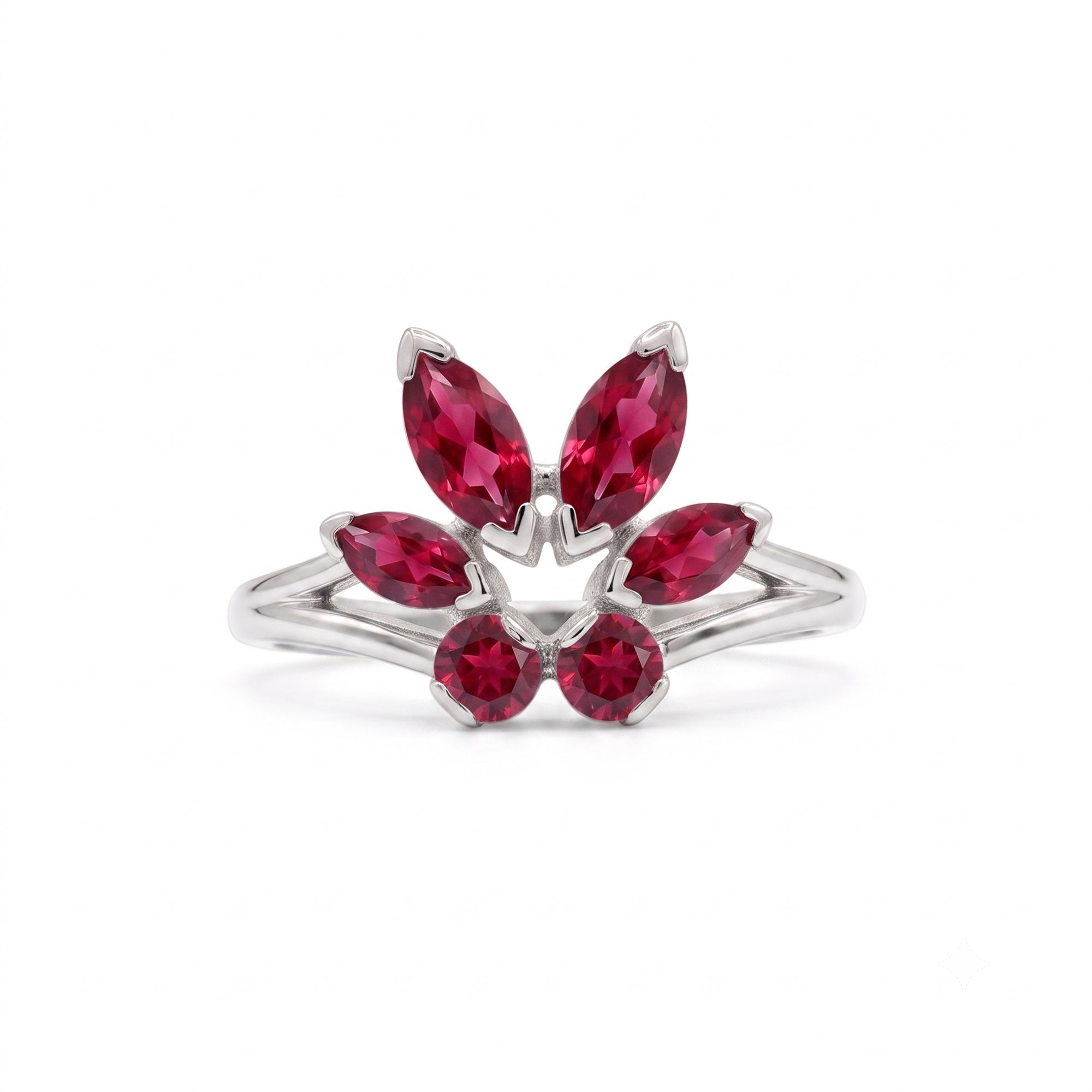 Tulip Ring in Rubies