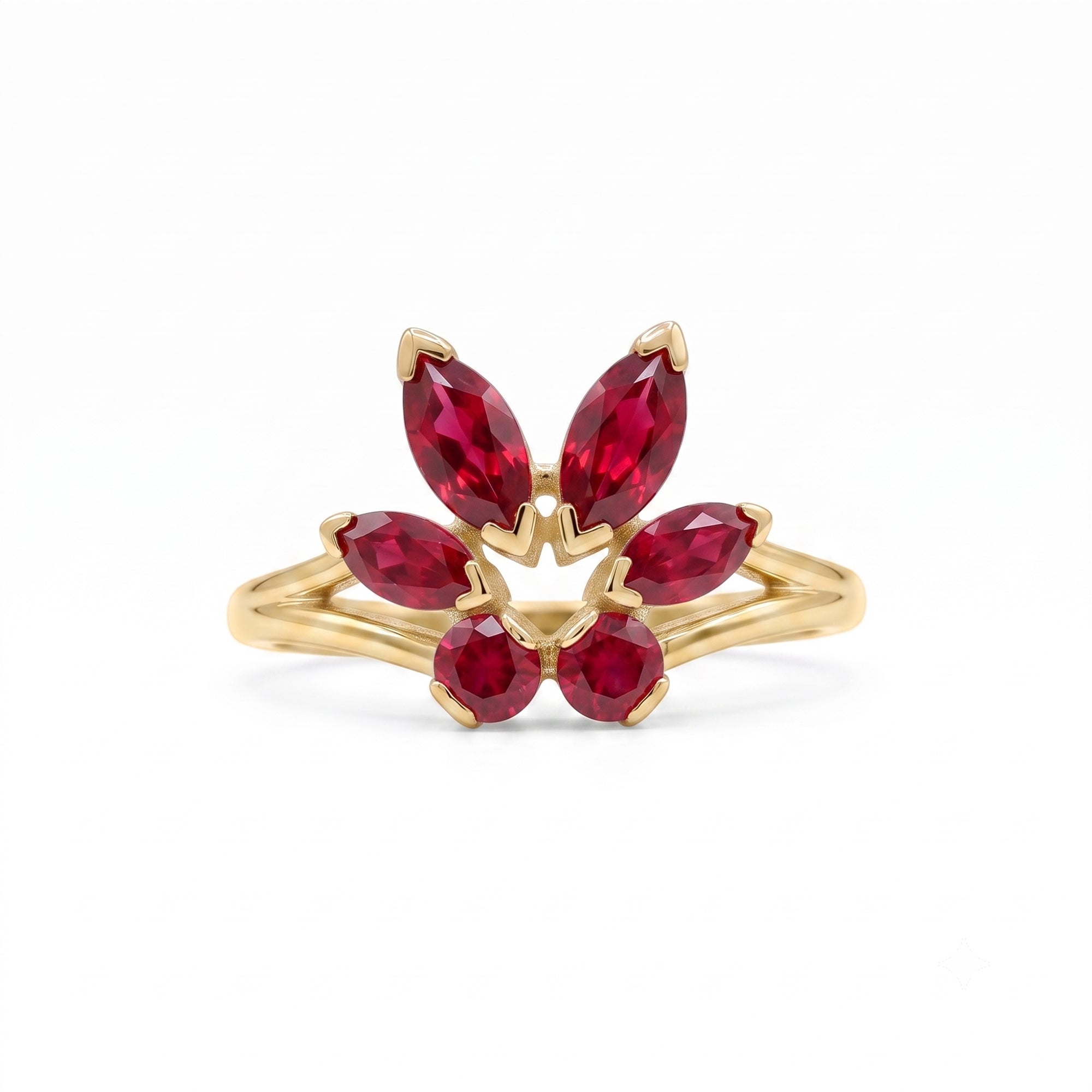 Tulip Ring in Rubies