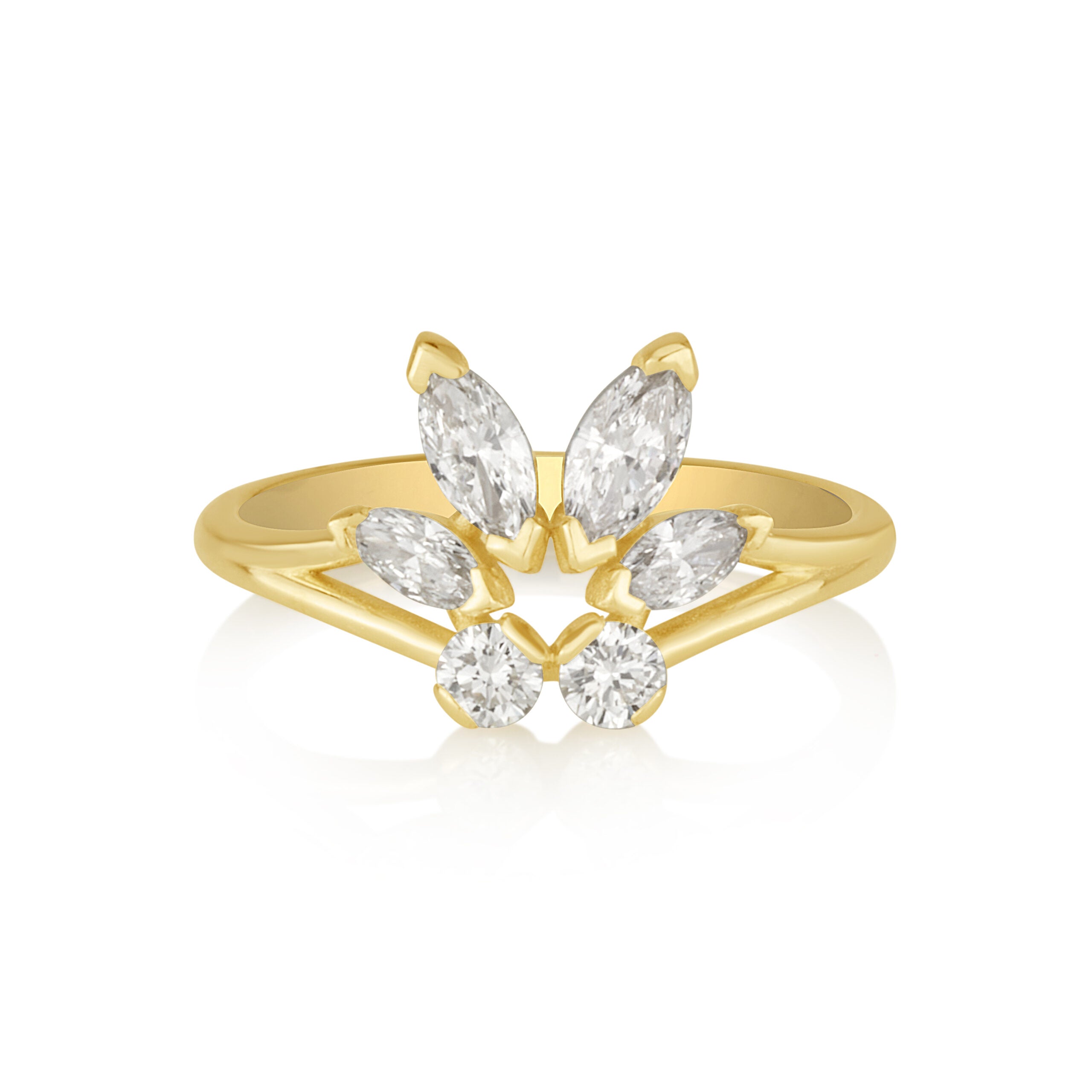 Tulip Ring in White Diamonds