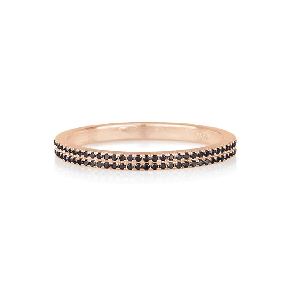 Two-row black diamond ring