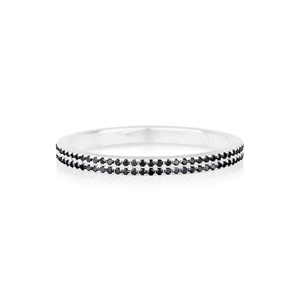 Two-row black diamond ring