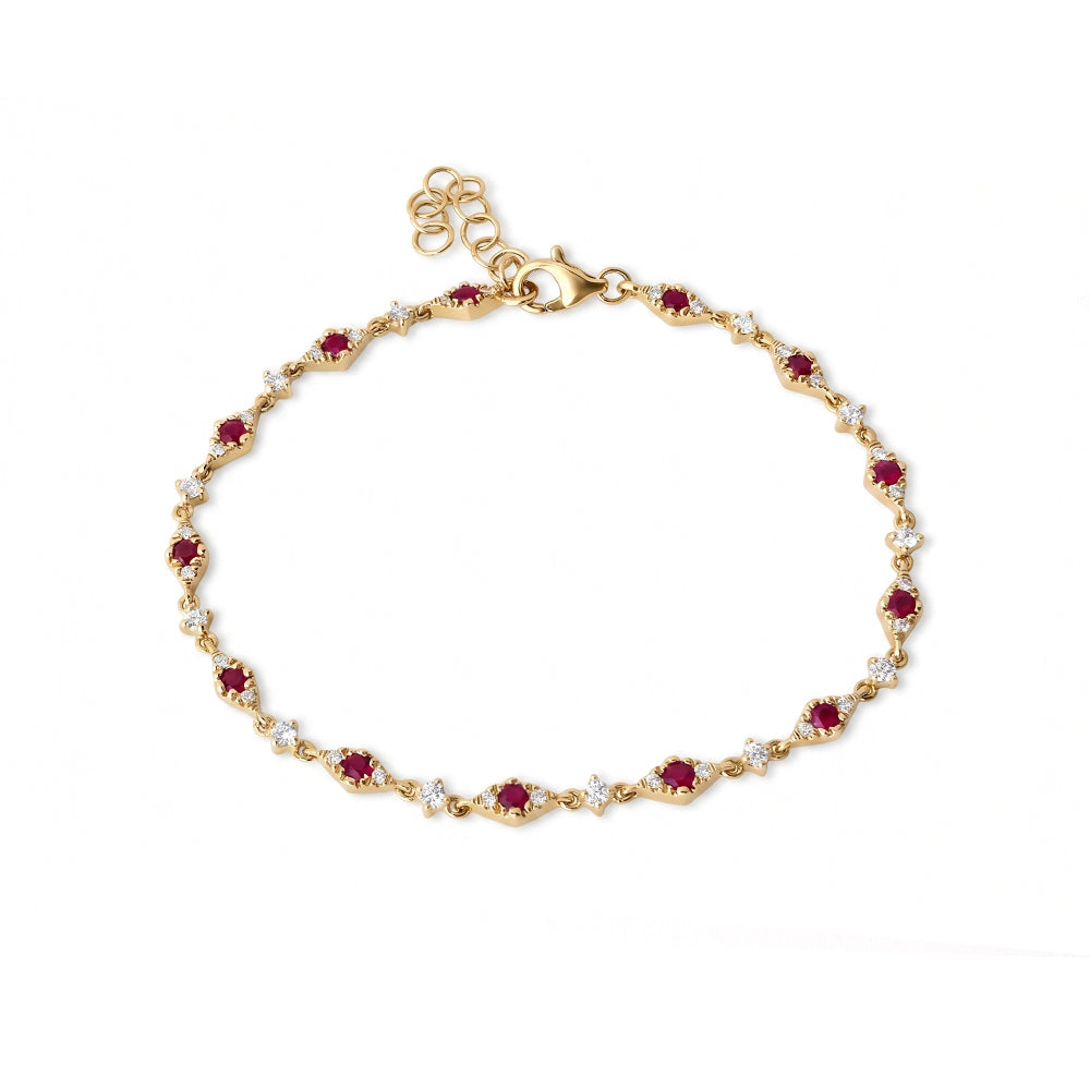 Zigzag Bracelet in Diamond and Rubies
