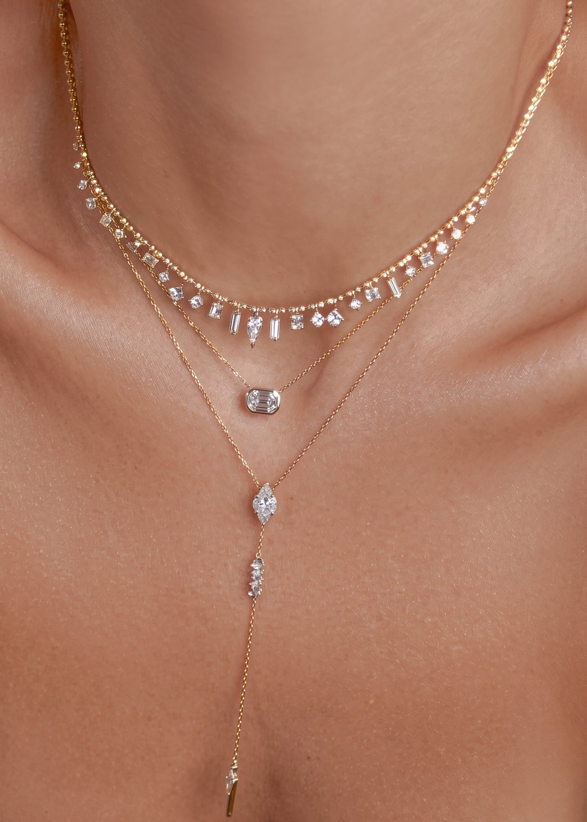 All Shapes Diamond Military Necklace