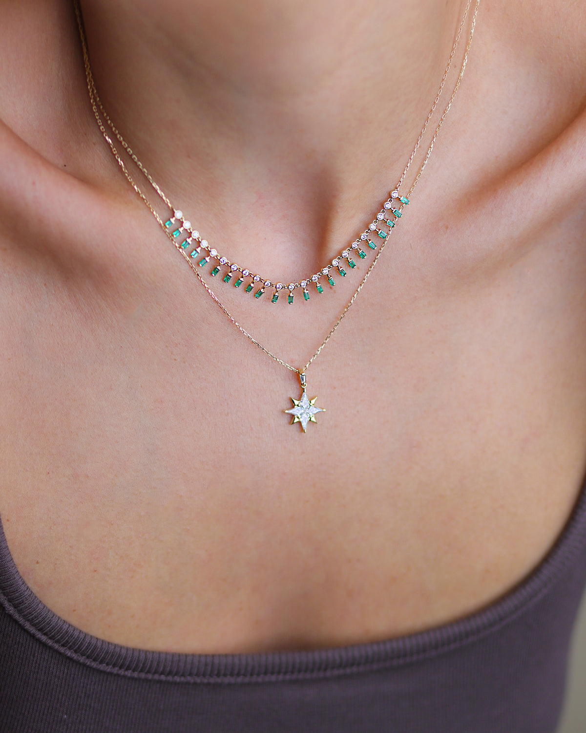 Emerald Baguette Necklace