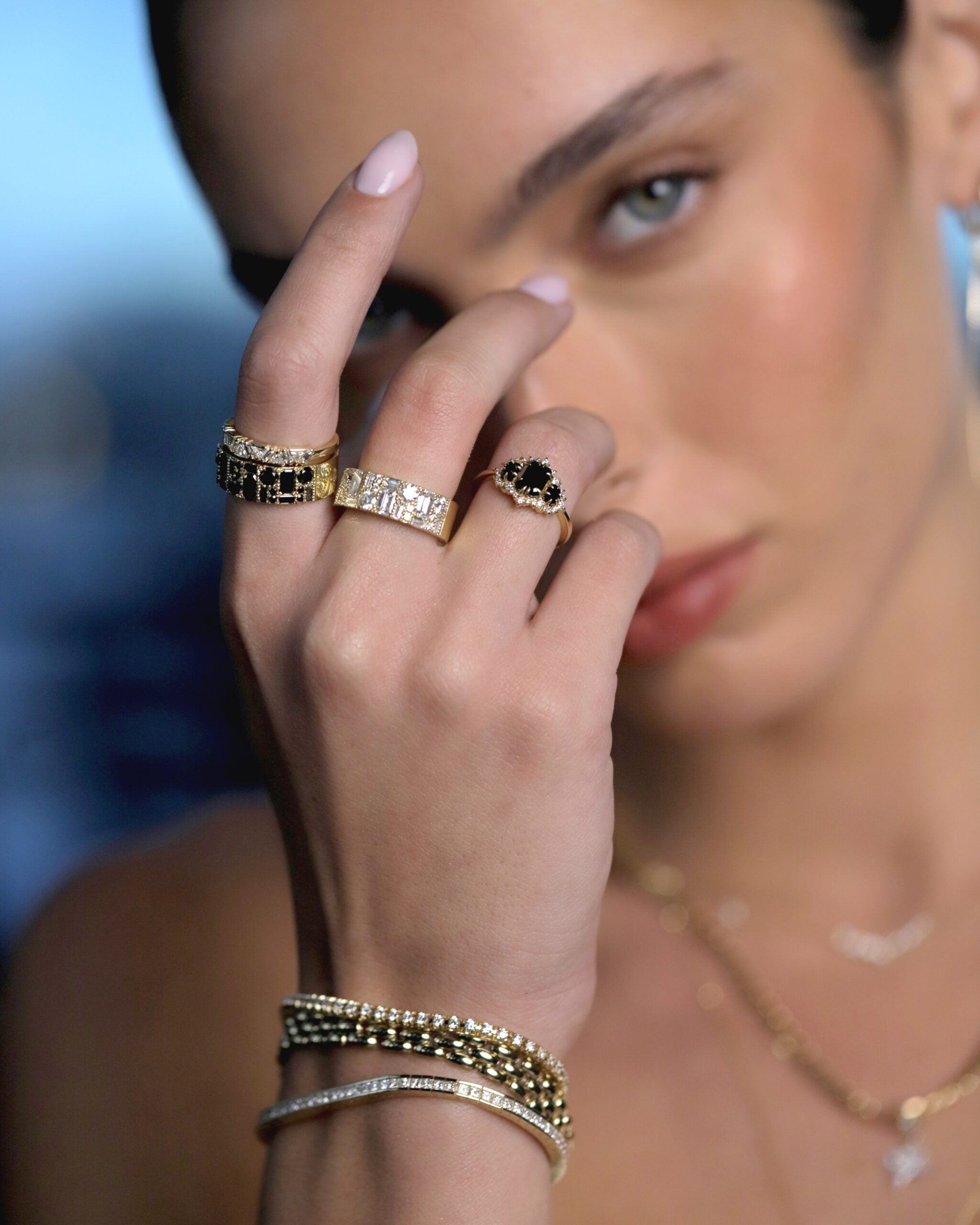 Symmetrical All Shapes Ring in White Diamonds