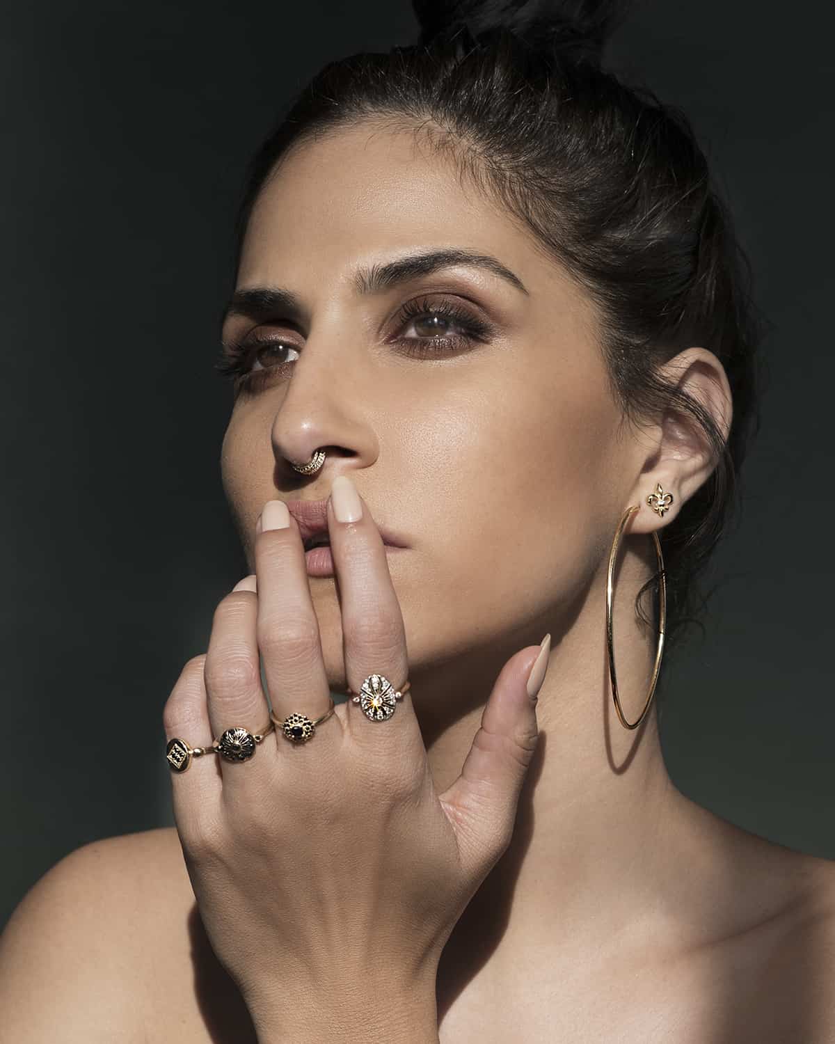 Round black diamond Maggie ring