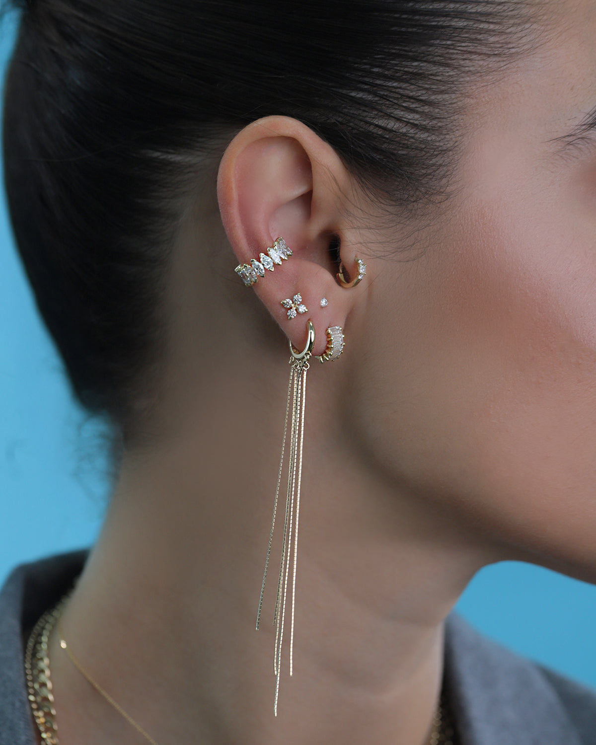 Marquise Diamond Cuff Earring