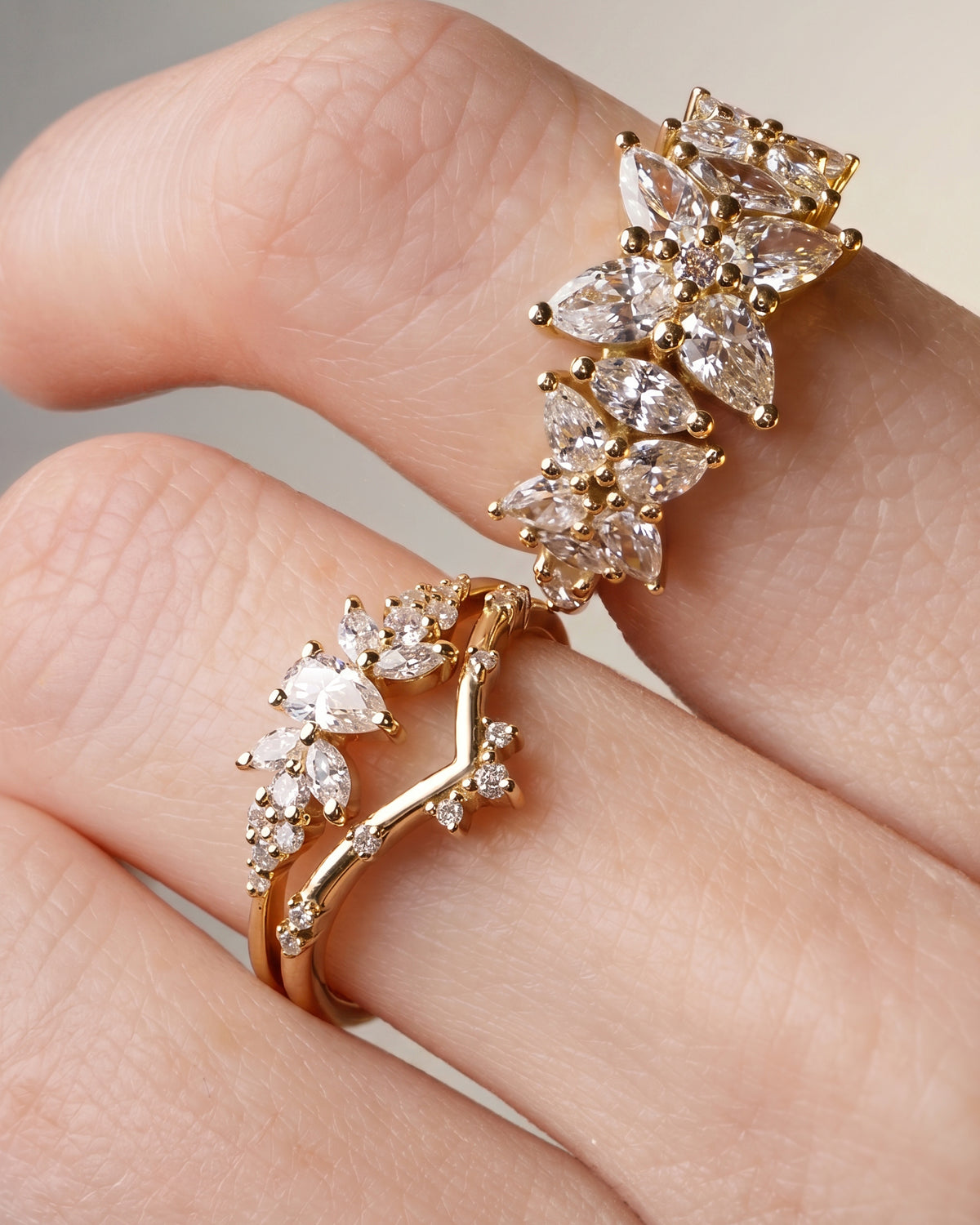 Mirror Drop Ring in White Diamonds