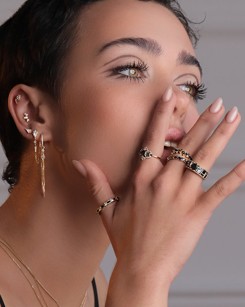 Rectangle Isabella Ring in B&W Diamonds