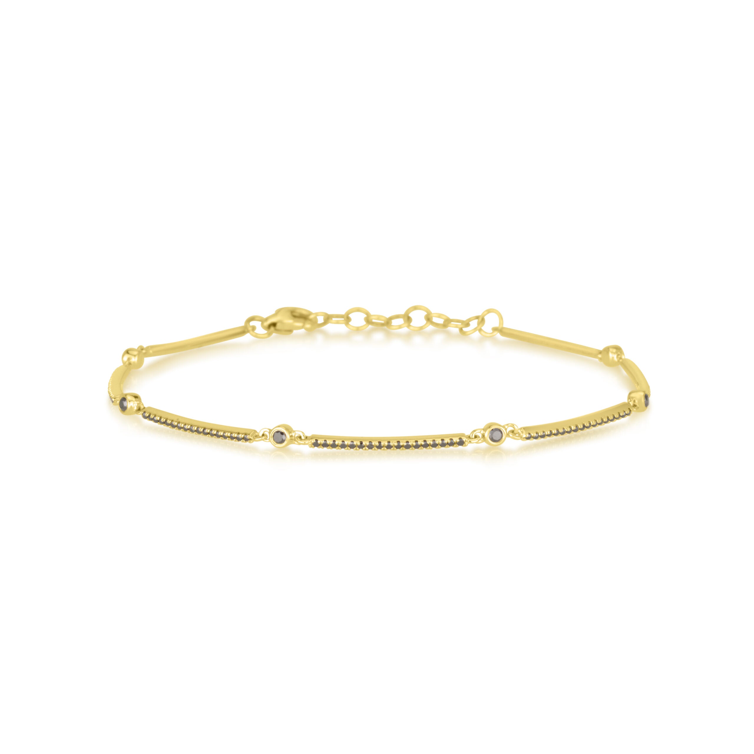Bars and circle bracelet in black diamonds