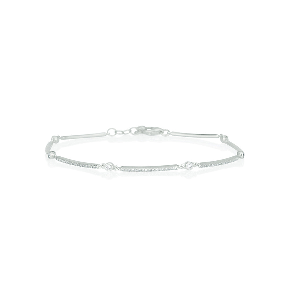 Bars and circles Bracelet in white diamonds