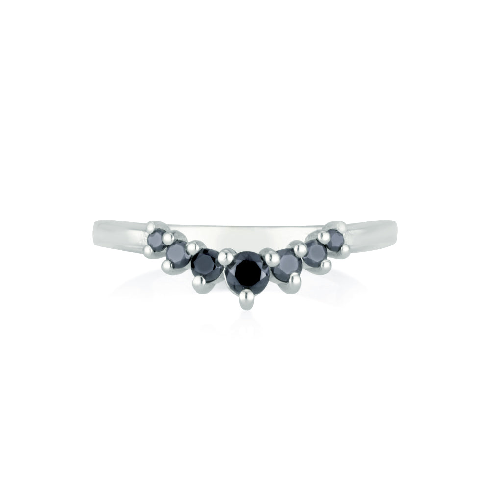 Circle crown ring in Black diamonds