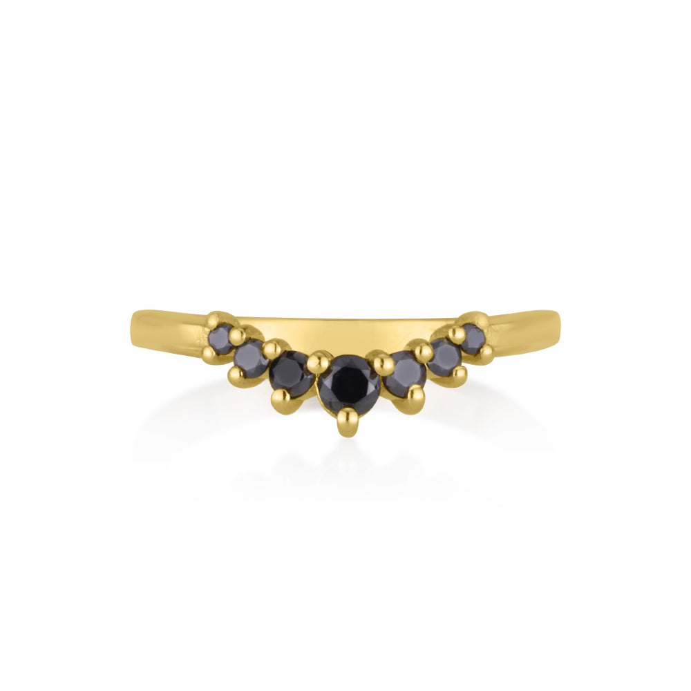 Circle crown ring in Black diamonds