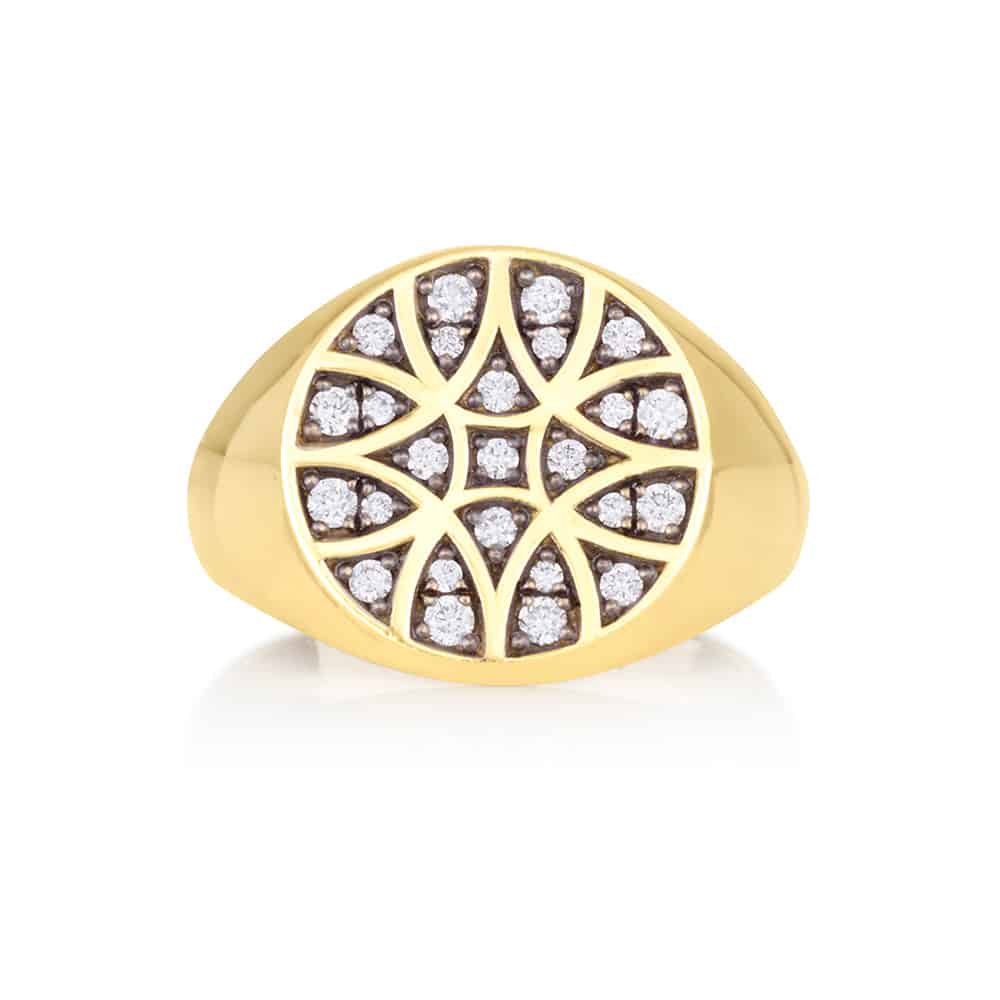 Diamond geometric stamp ring