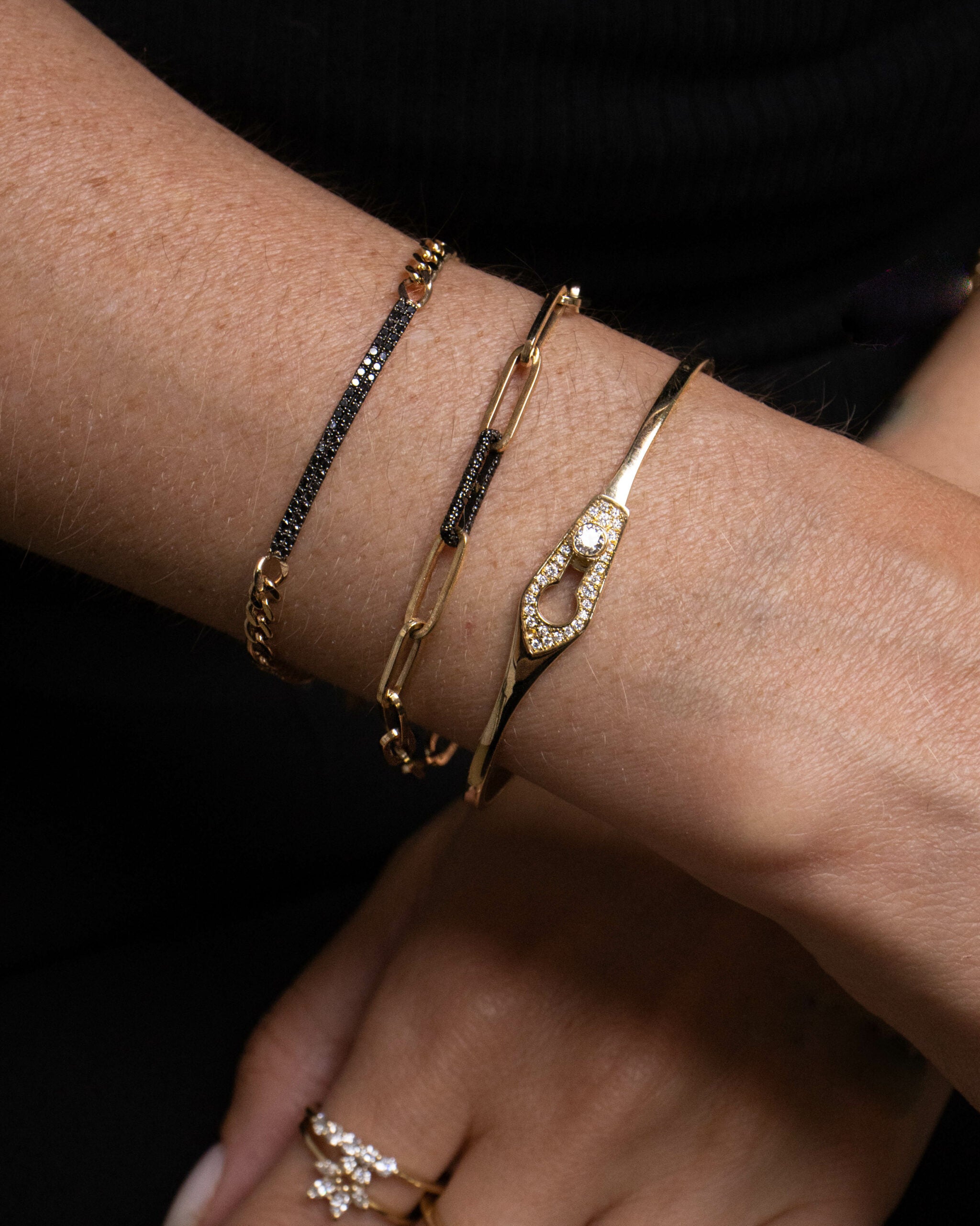Two row black diamond bracelet