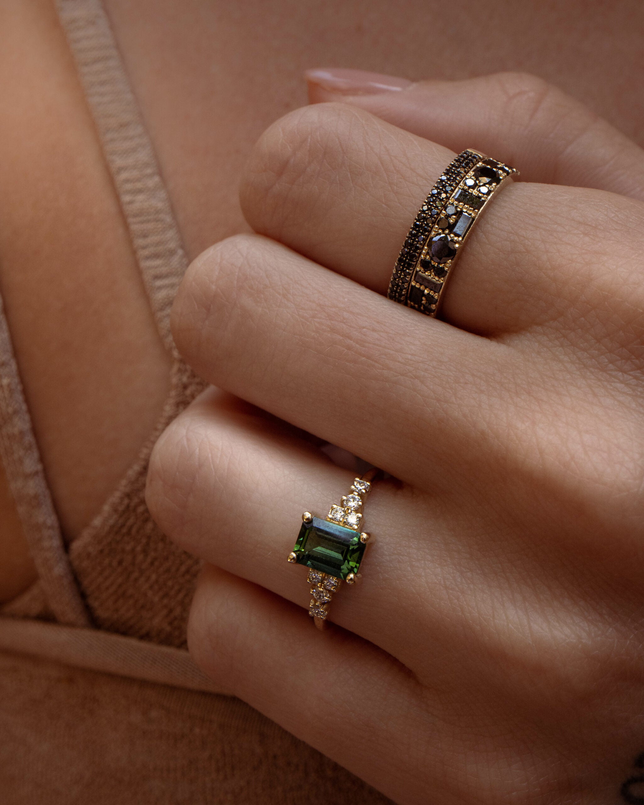 All Shapes Black Diamond Ring