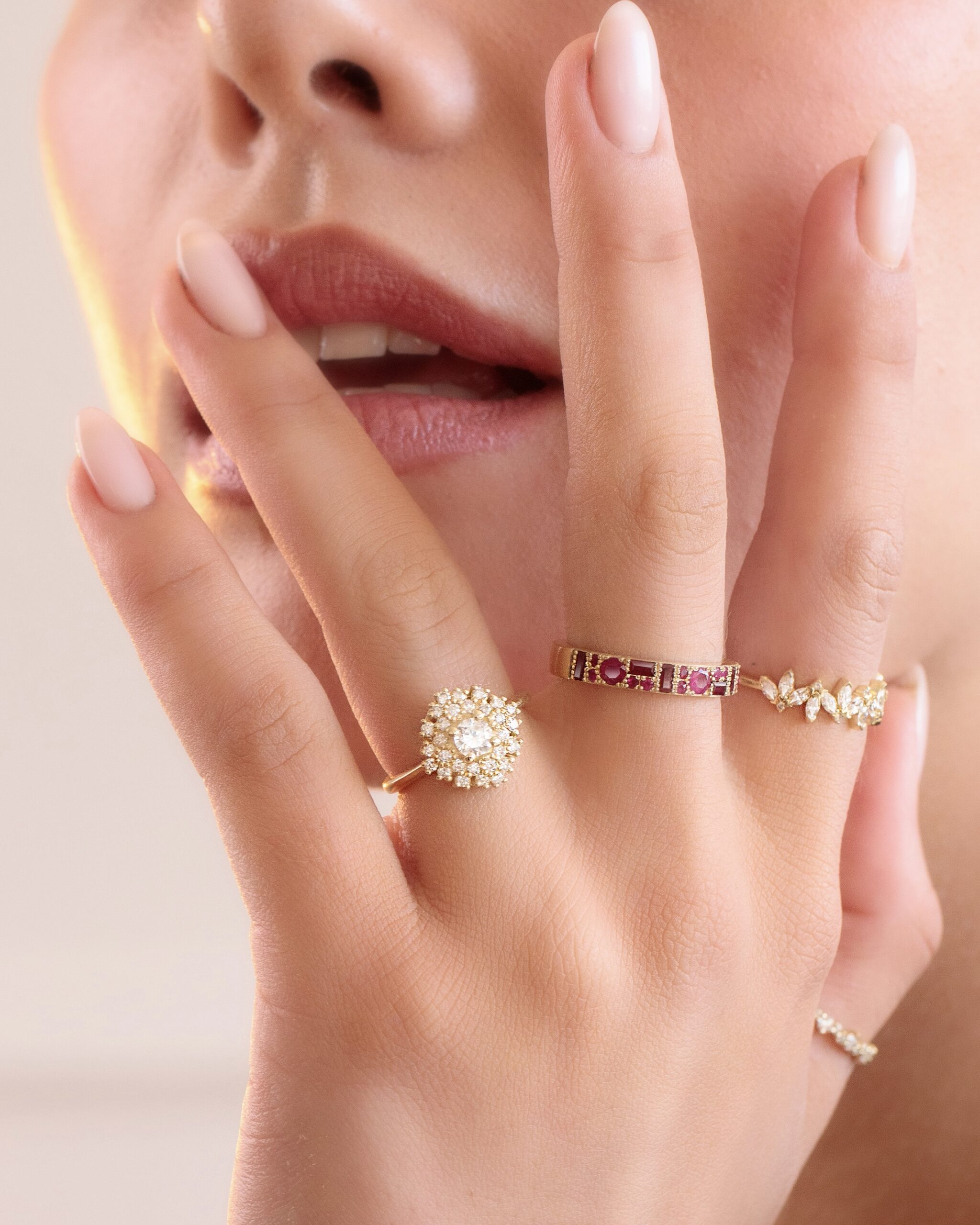 Lotus Ring in White Diamonds