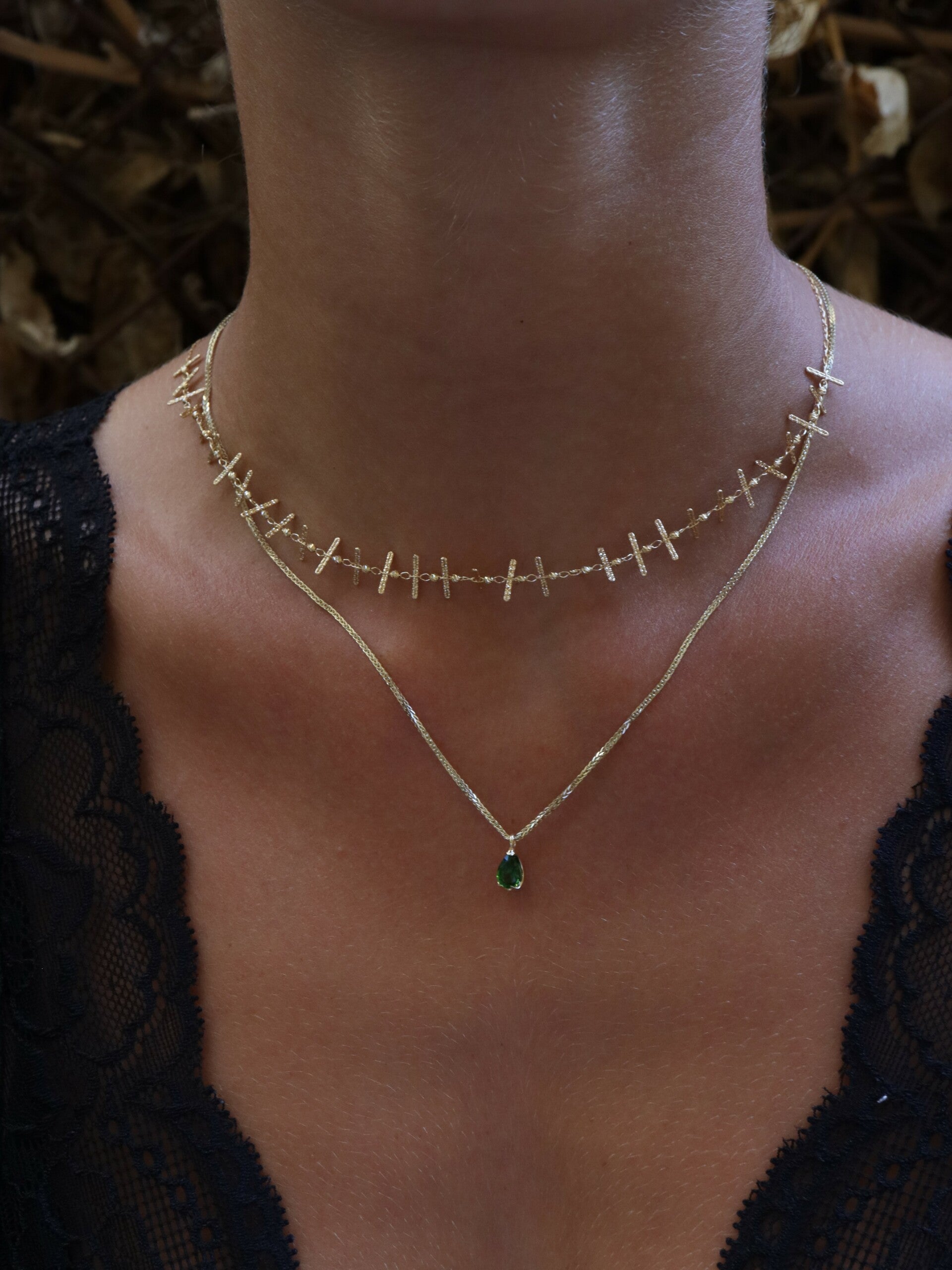 Tourmaline drop necklace