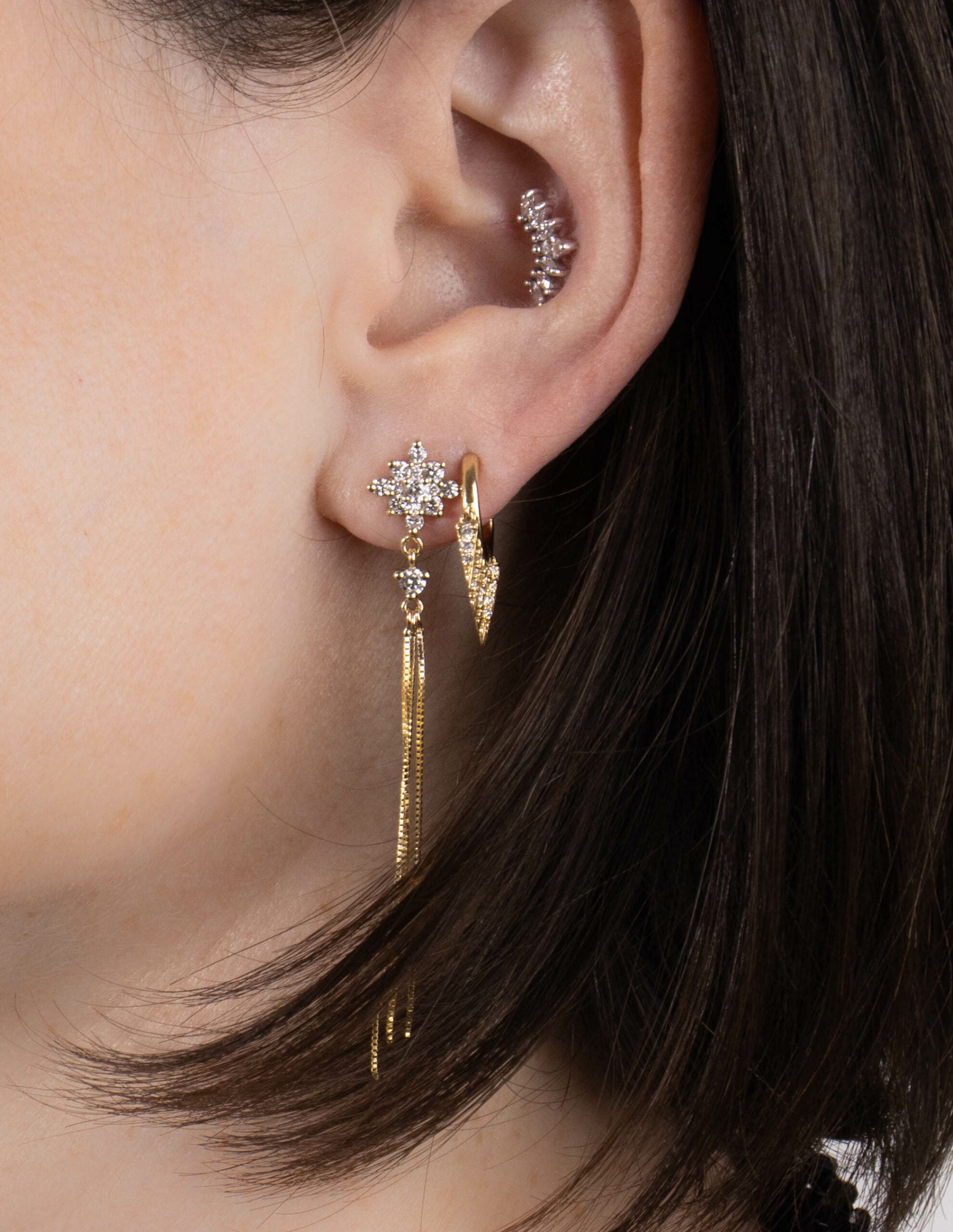 Six Degrade Spike Earring With Diamonds