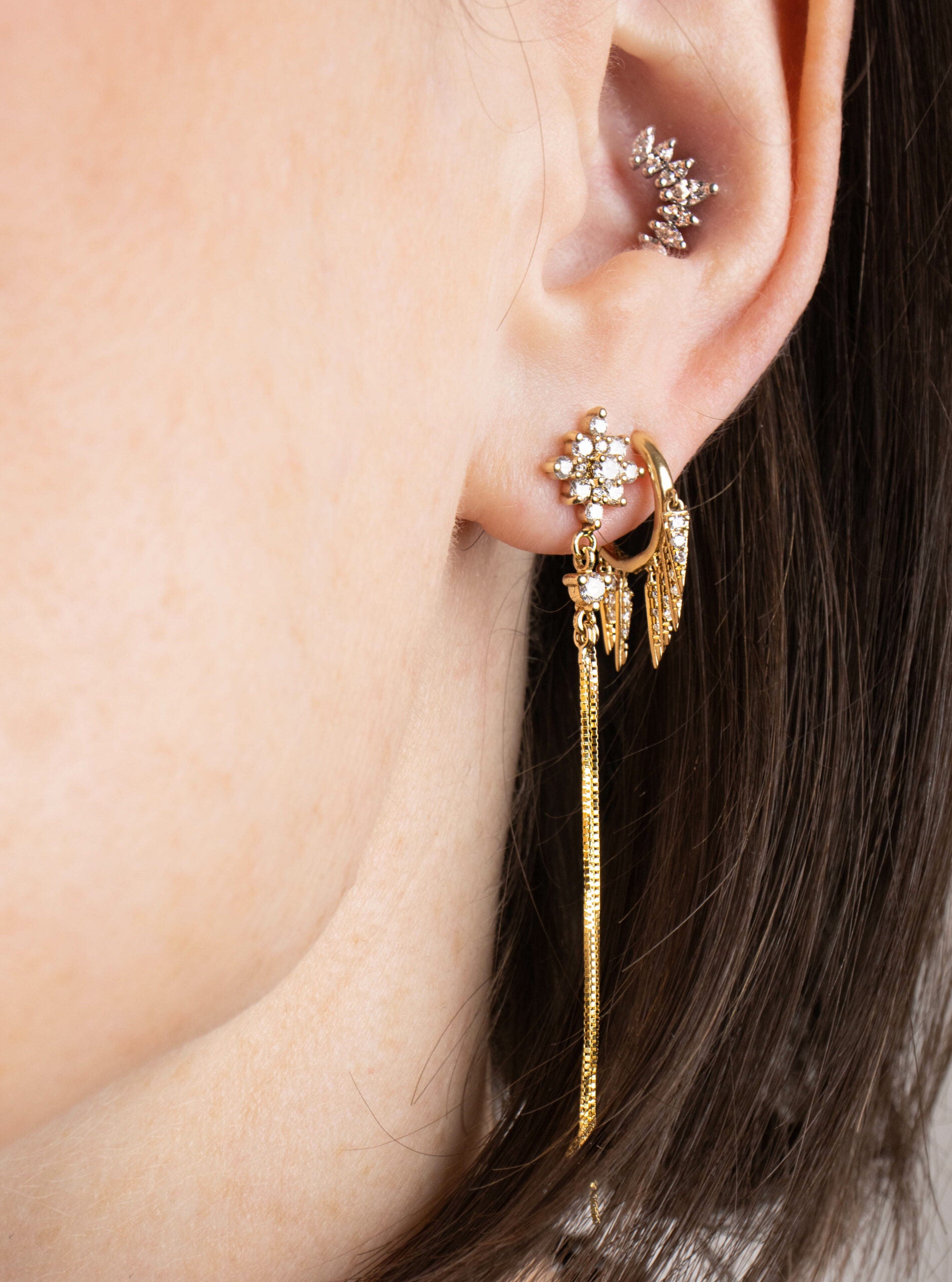 Six Degrade Spike Earring With Diamonds