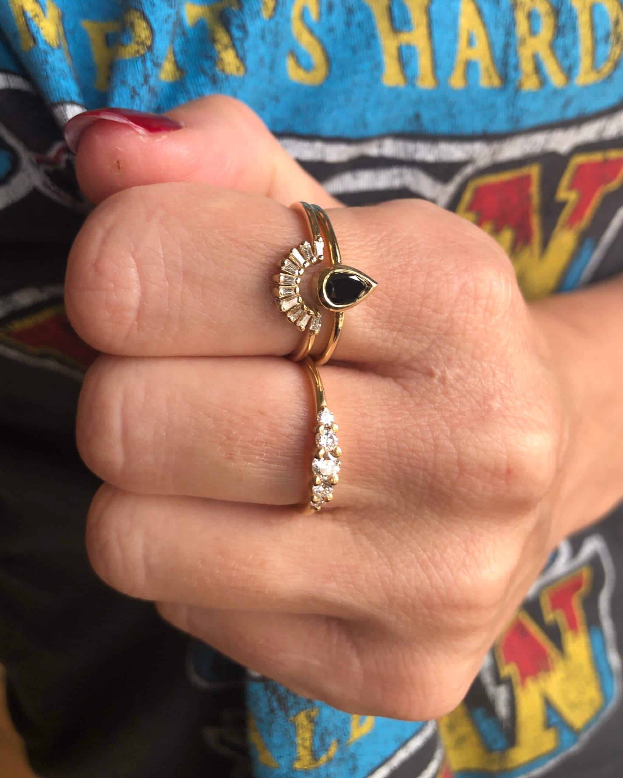 Black diamond drop ring