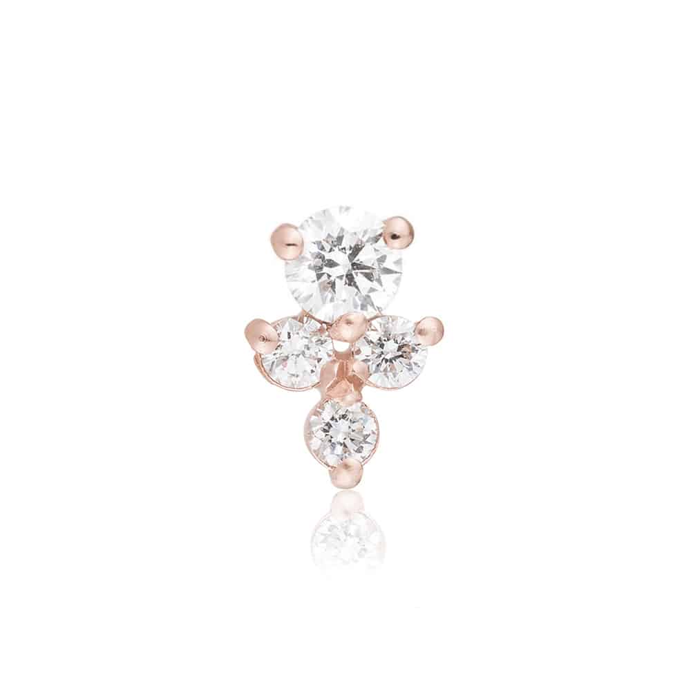 עגיל יסמין ביהלומים לבנים