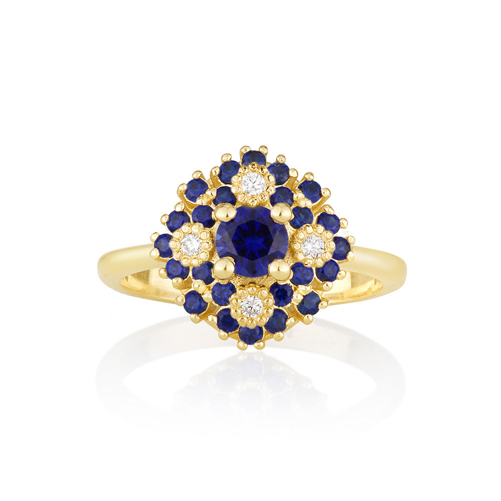 Maggie flower ring in Sapphire