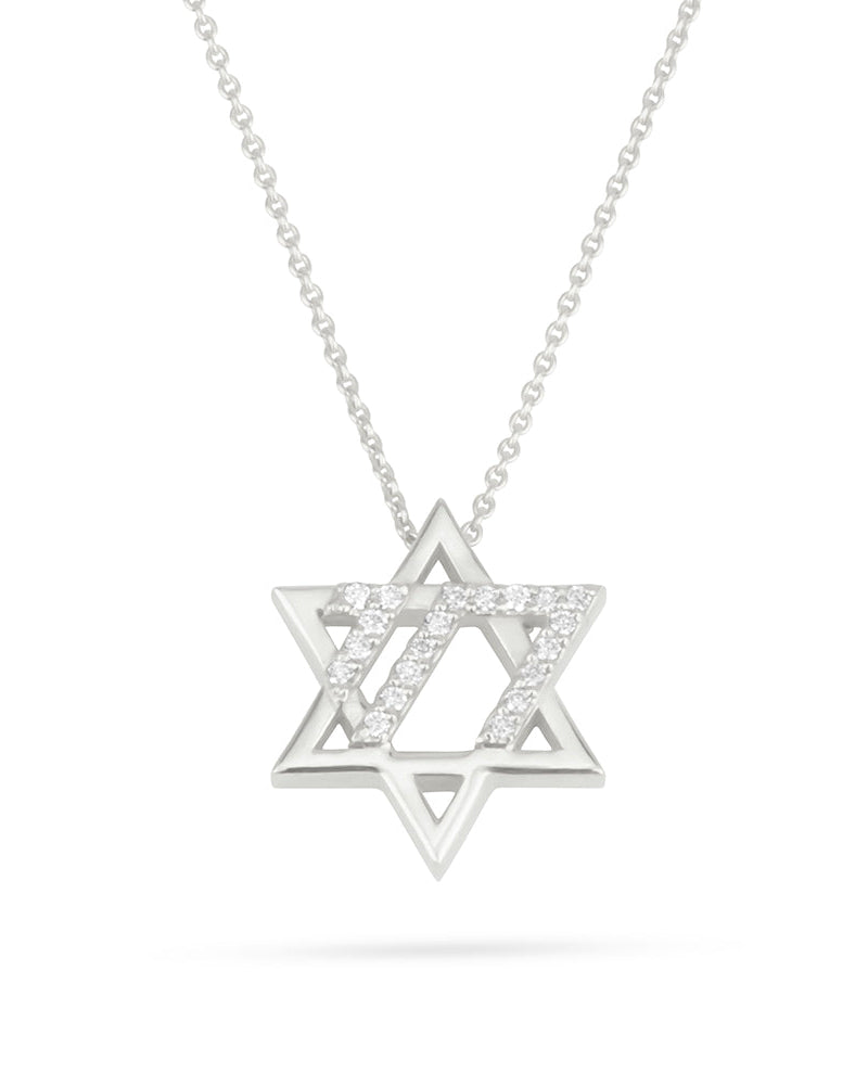 שרשרת מגן דוד עם חי מיהלומים