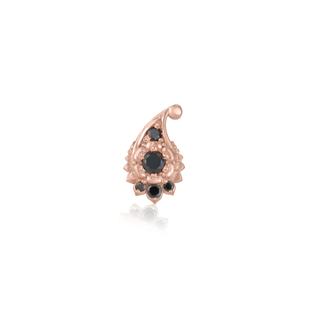 Paisley Teardrop Stud In Black Diamonds