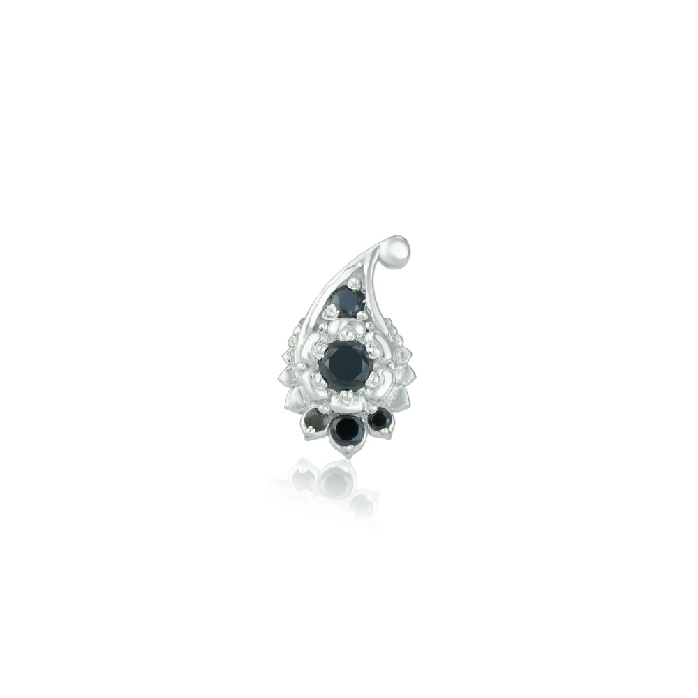 Paisley Teardrop Stud In Black Diamonds