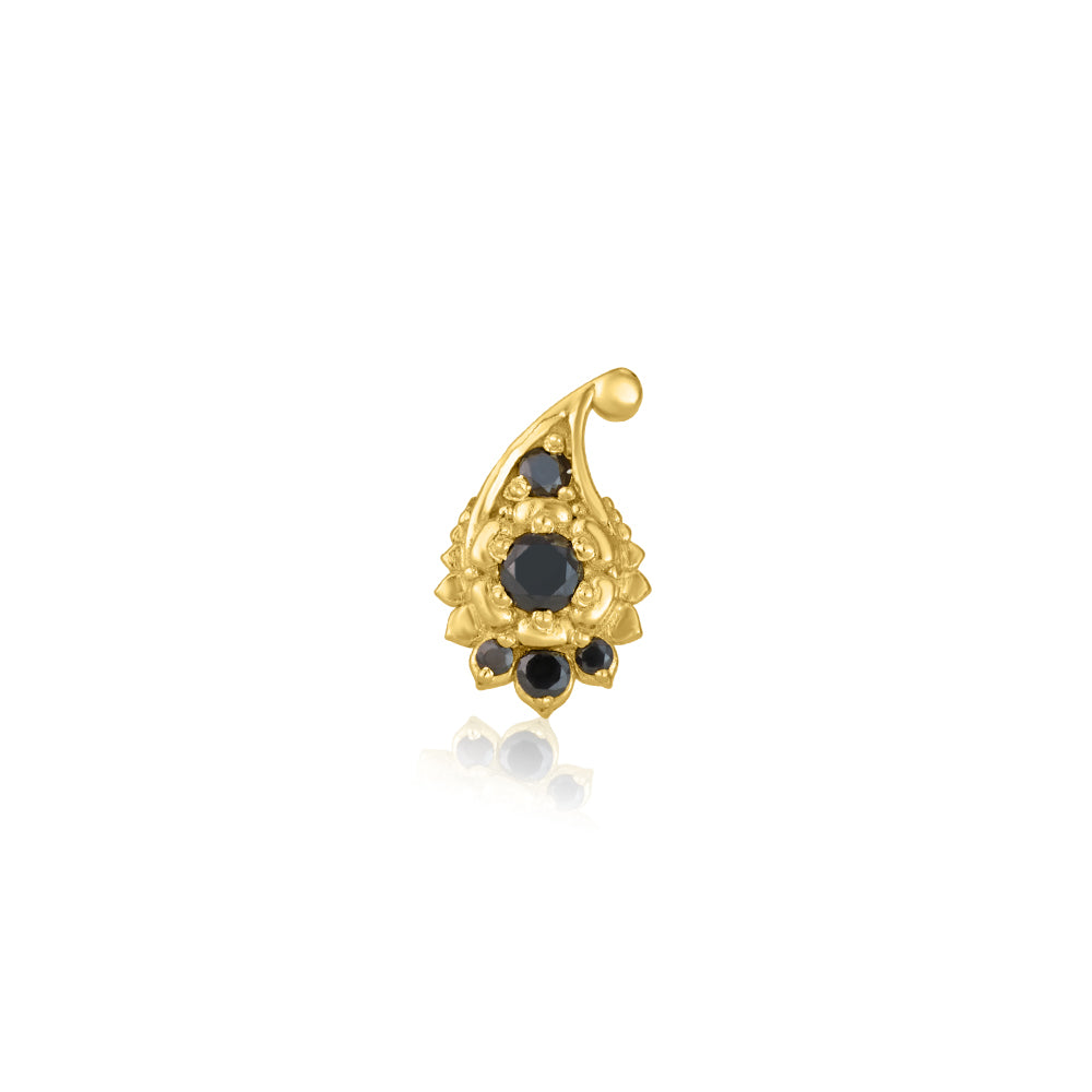 Paisley Teardrop Stud In Black Diamonds