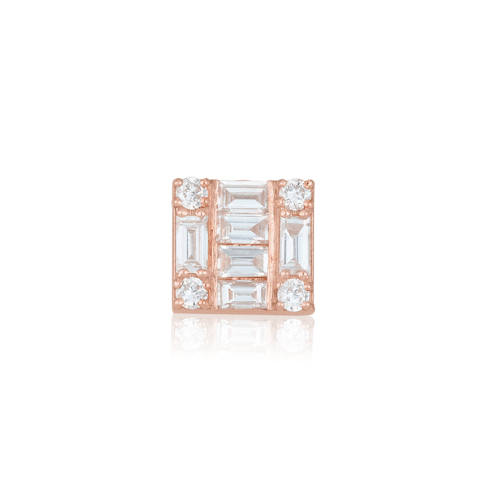 Perfect Square Baguette Diamond Stud