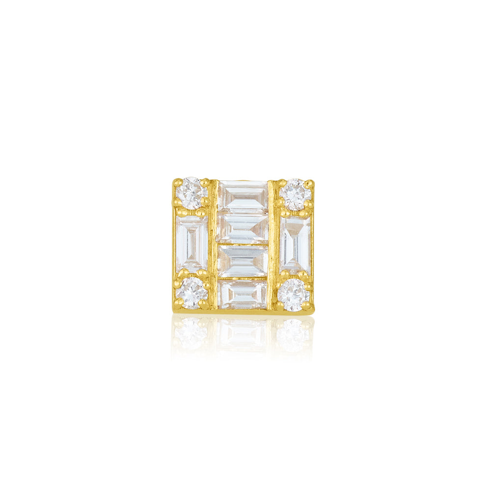Perfect Square Baguette Diamond Stud