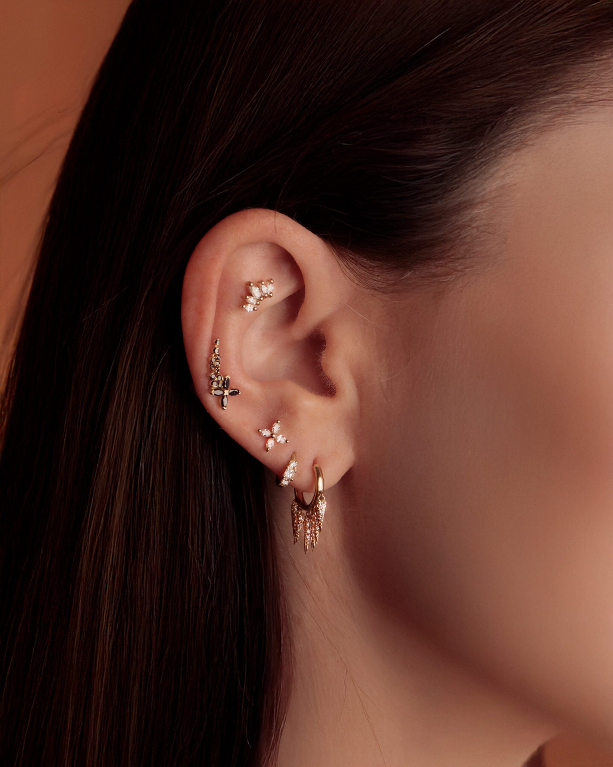 Six Degrade Spike Earring With Diamonds