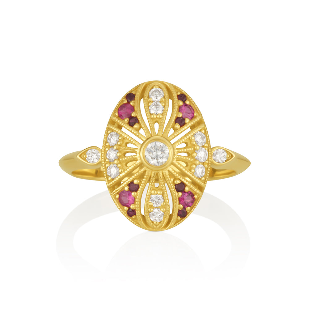 Oval Maggie Ring in Ruby and Diamonds