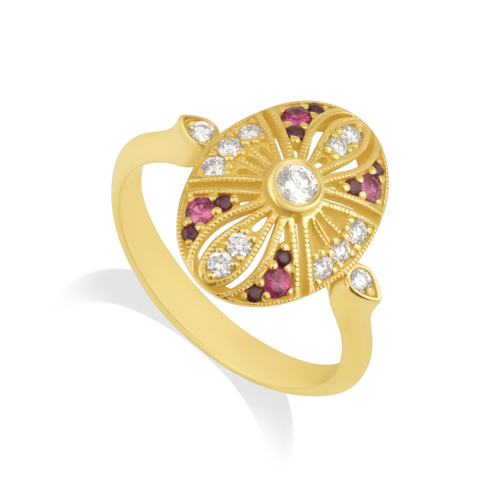 Oval Maggie Ring in Ruby and Diamonds