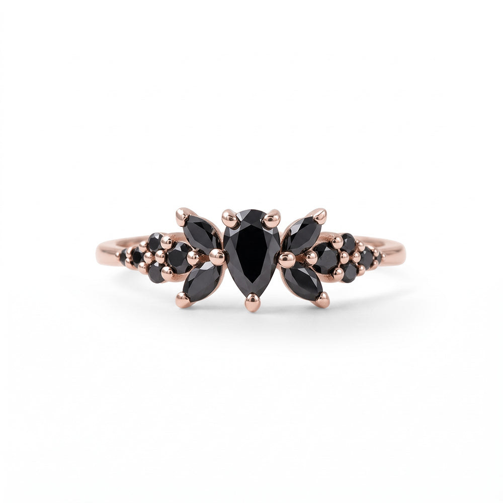 Mirror Drop Ring in Black Diamonds