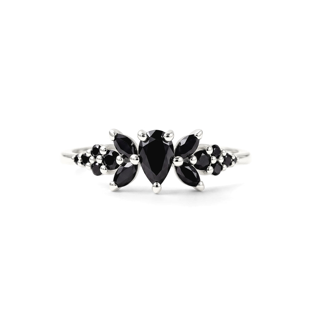 Mirror Drop Ring in Black Diamonds