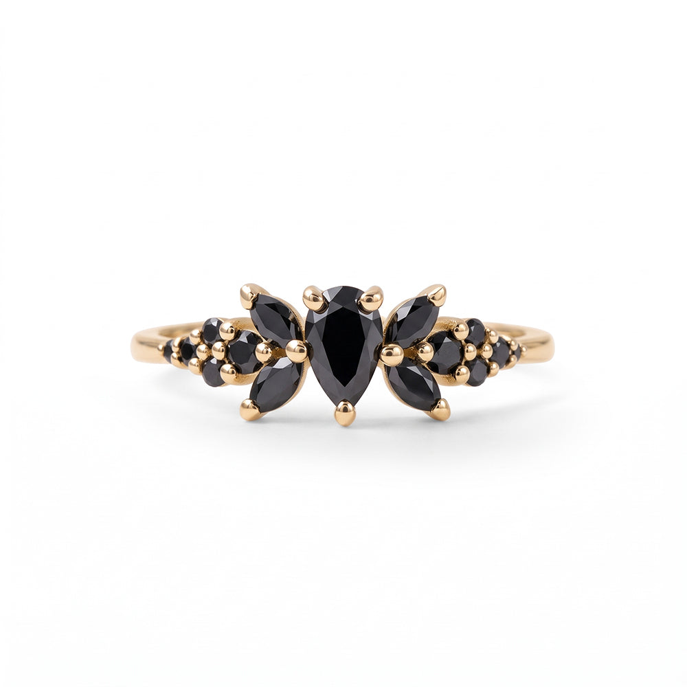 Mirror Drop Ring in Black Diamonds