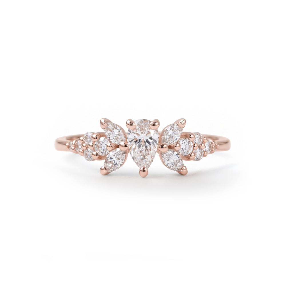 Mirror Drop Ring in White Diamonds