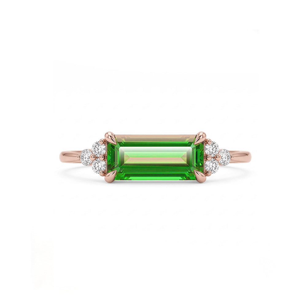 Rectangular Tsavorite Ring