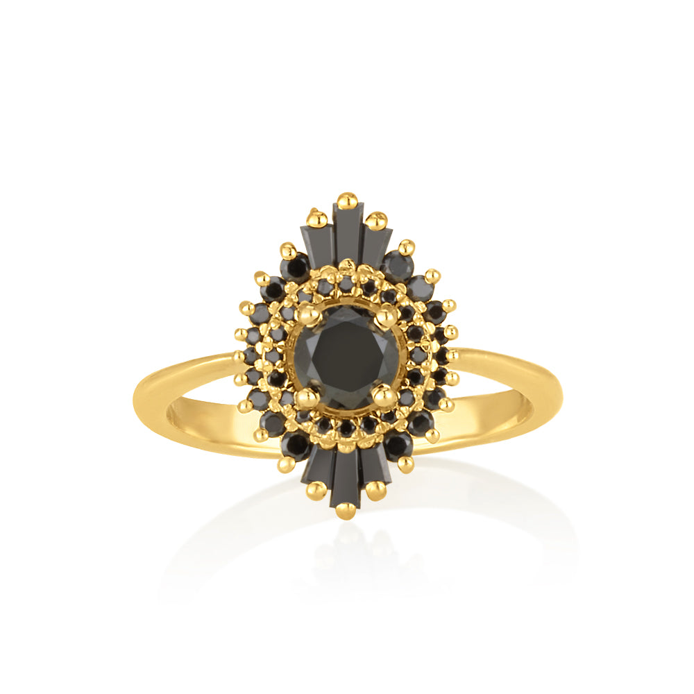 Oval Spark Ring In Black Diamonds