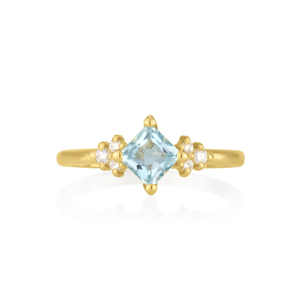 Aquamarine Square Freeman ring