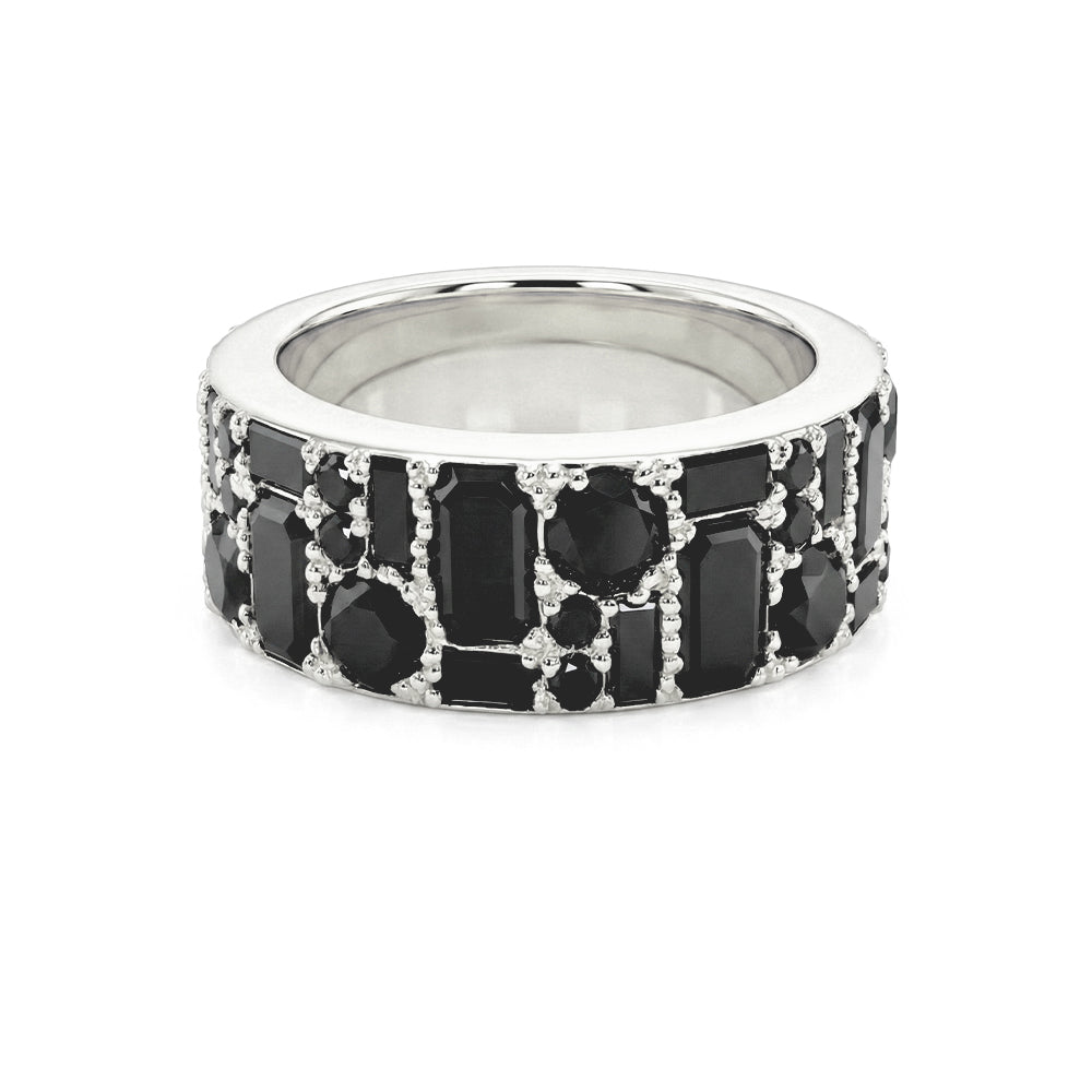 Symmetrical All Shapes Ring in Black Diamonds