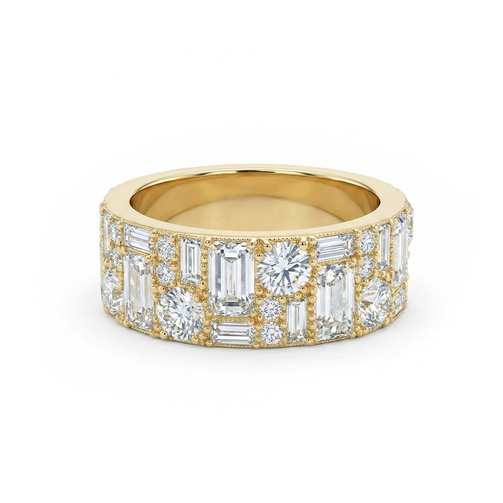 Symmetrical All Shapes Ring in White Diamonds