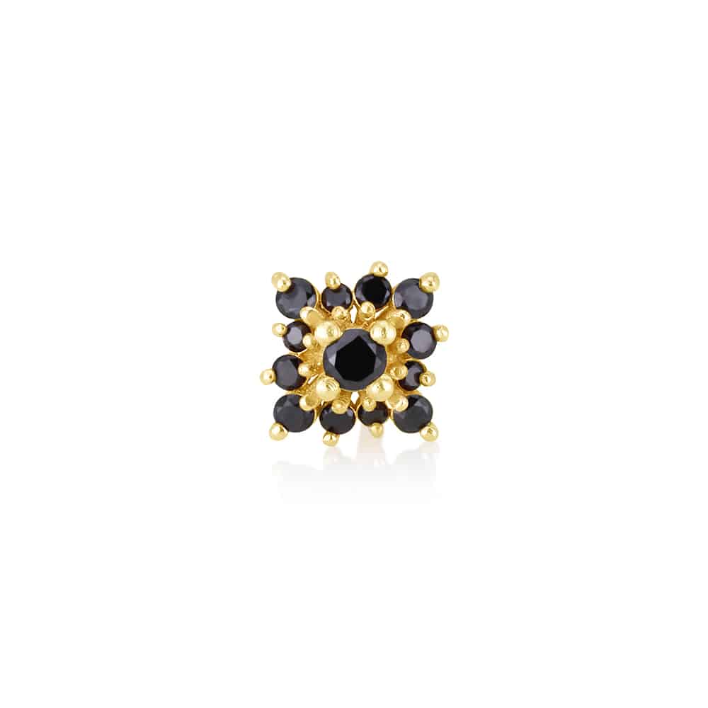 Sefi flower stud in black diamonds YELLOW color